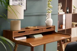 Bureau avec rangements vintage bois foncé noyer L110 cm OPUS