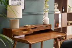 Bureau avec rangements vintage bois foncé noyer L110 cm OPUS