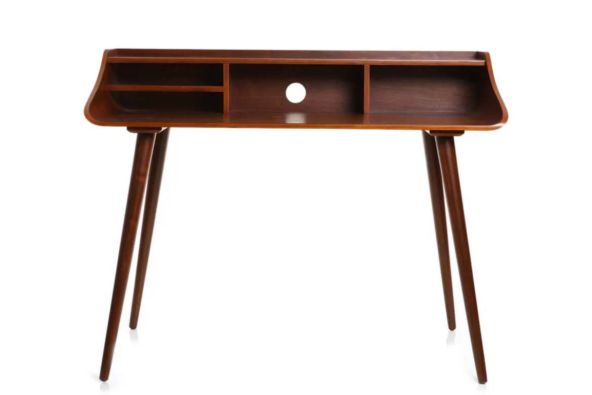 Bureau avec rangements vintage bois foncé L120 cm NORDECO