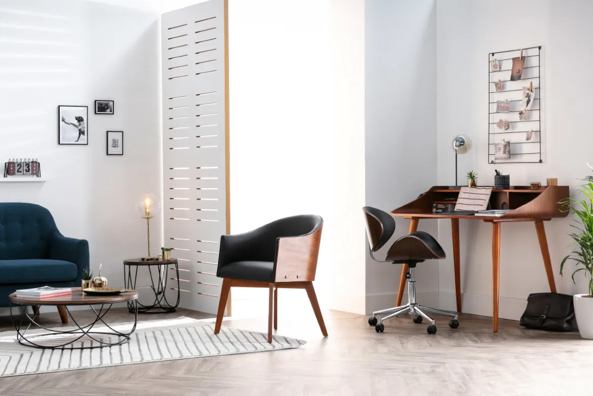 Bureau avec rangements vintage bois foncé L120 cm NORDECO