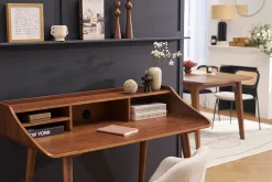 Bureau avec rangements vintage bois foncé L120 cm NORDECO