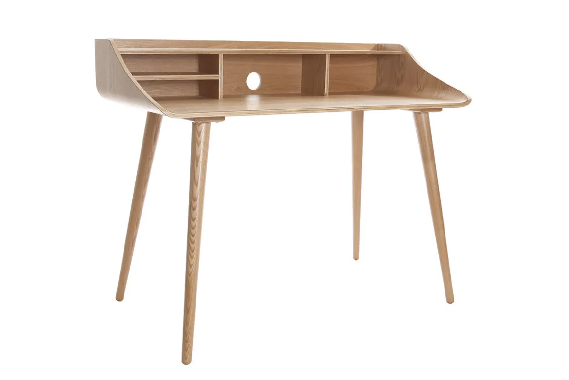 Bureau avec rangements vintage bois clair L120 cm NORDECO
