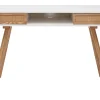 Bureau avec rangement vintage blanc, cannage et bois clair L120 cm OLYMPE