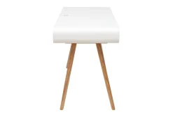 Bureau avec rangement vintage blanc, cannage et bois clair L120 cm OLYMPE