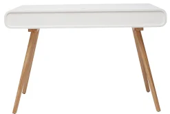 Bureau avec rangement vintage blanc, cannage et bois clair L120 cm OLYMPE