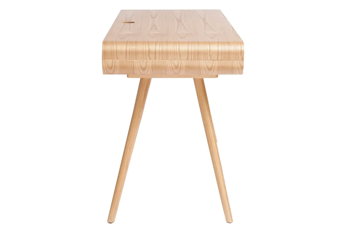 Bureau avec rangement vintage en bois clair et cannage L120 cm OLYMPE