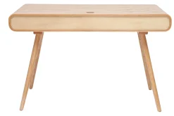 Bureau avec rangement vintage en bois clair et cannage L120 cm OLYMPE