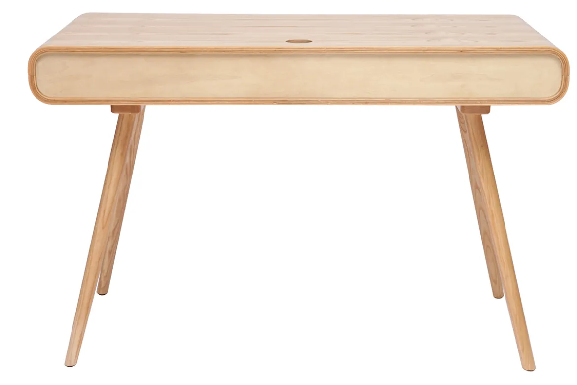 Bureau avec rangement vintage en bois clair et cannage L120 cm OLYMPE