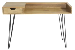 Bureau avec tiroir bois manguier massif et métal noir L116 cm VIBES