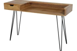 Bureau avec tiroir bois manguier massif et métal noir L116 cm VIBES