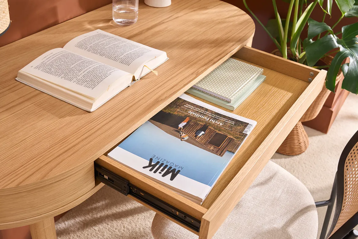Bureau avec tiroir en bois clair L120 cm JUDITH