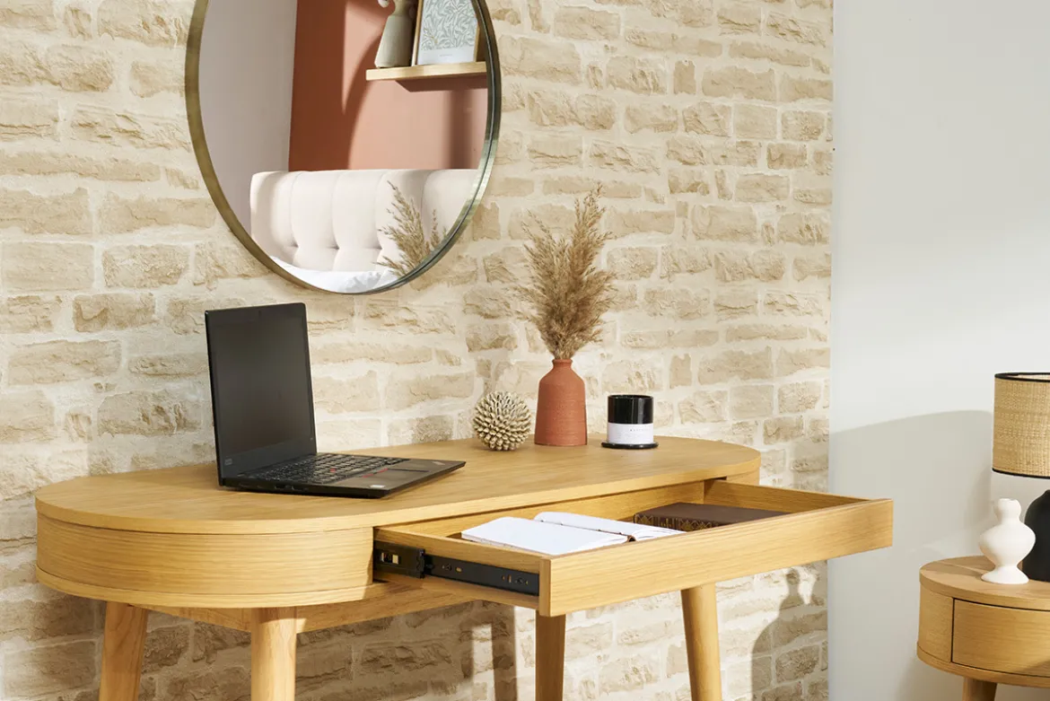Bureau avec tiroir en bois clair L120 cm JUDITH