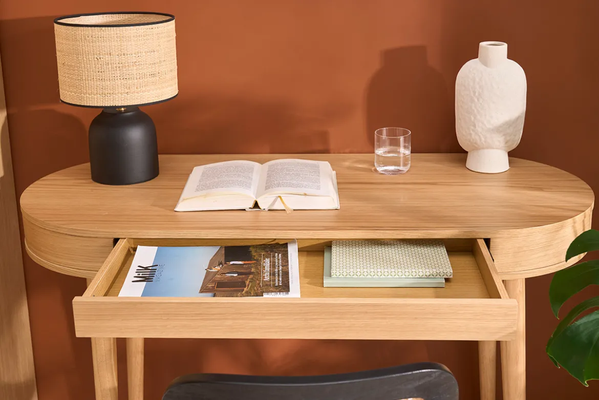 Bureau avec tiroir en bois clair L120 cm JUDITH