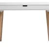 Bureau avec tiroir scandinave blanc et bois clair chêne L115 cm TOTEM