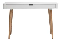 Bureau avec tiroir scandinave blanc et bois clair chêne L115 cm TOTEM