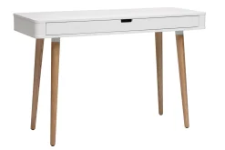Bureau avec tiroir scandinave blanc et bois clair chêne L115 cm TOTEM