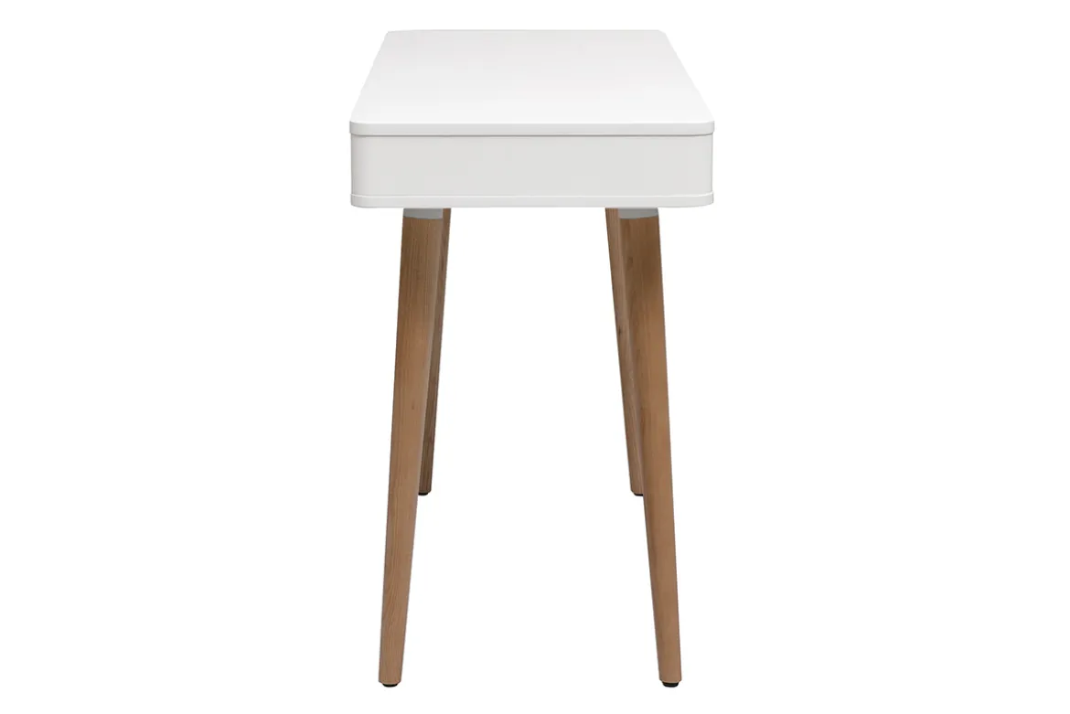 Bureau avec tiroir scandinave blanc et bois clair chêne L115 cm TOTEM