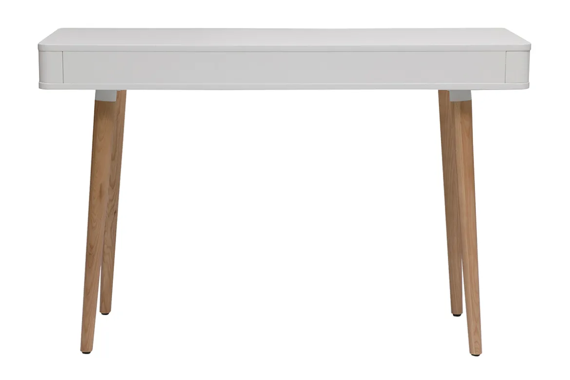Bureau avec tiroir scandinave blanc et bois clair chêne L115 cm TOTEM