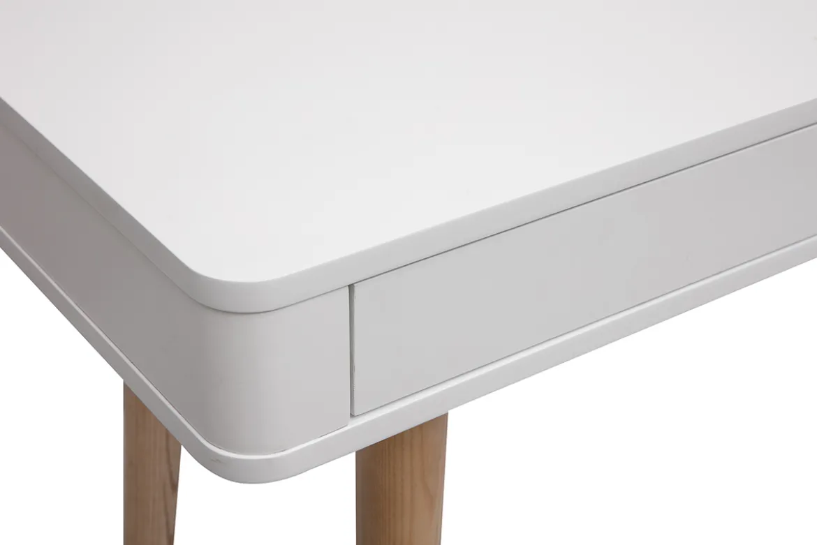 Bureau avec tiroir scandinave blanc et bois clair chêne L115 cm TOTEM