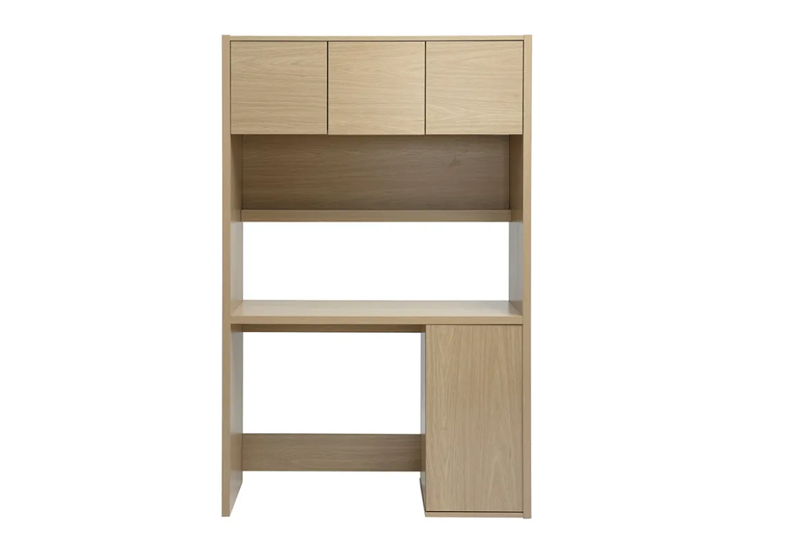Bureau bibliothèque avec rangements finition bois clair chêne L115 cm WISSEM