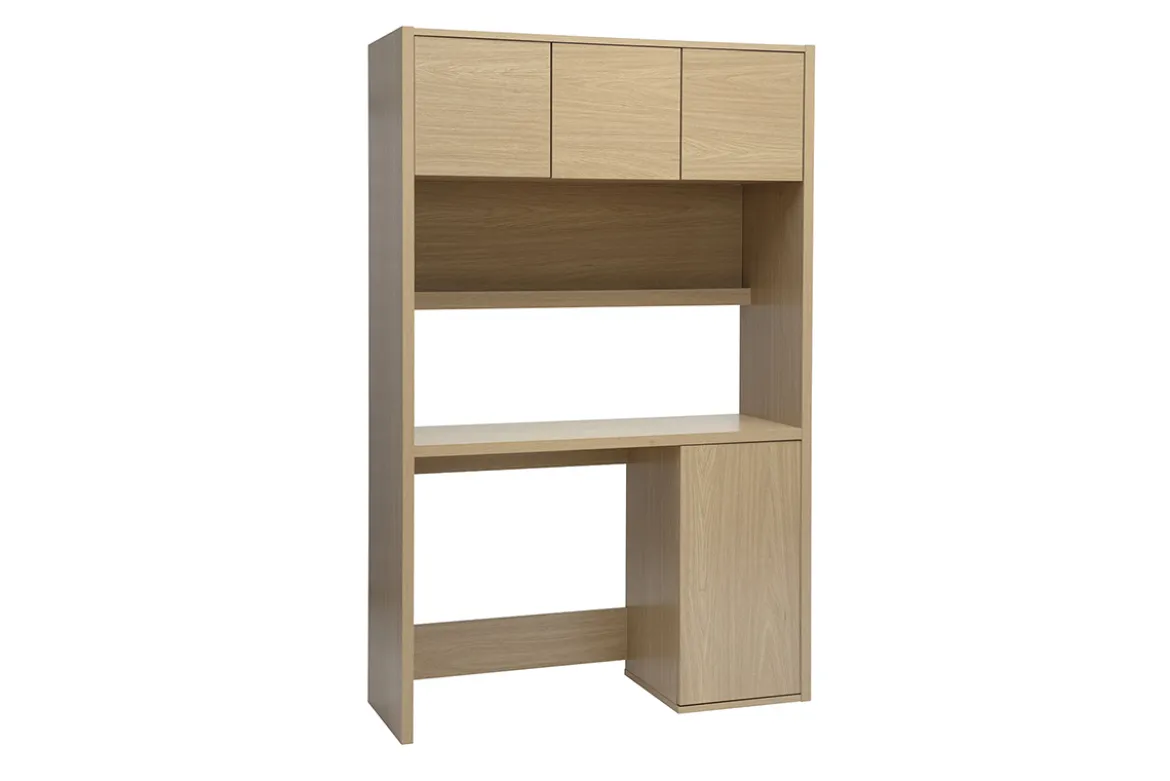 Bureau bibliothèque avec rangements finition bois clair chêne L115 cm WISSEM