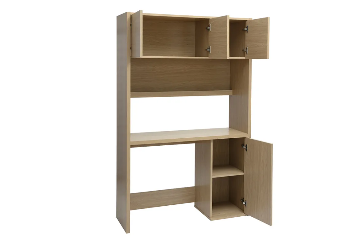 Bureau bibliothèque avec rangements finition bois clair chêne L115 cm WISSEM