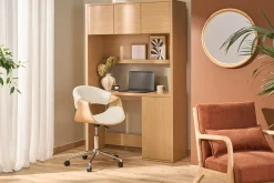 Bureau bibliothèque avec rangements finition bois clair chêne L115 cm WISSEM