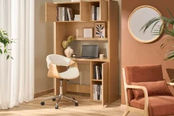 Bureau bibliothèque avec rangements finition bois clair chêne L115 cm WISSEM