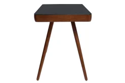 Bureau connecté multimédia avec tiroir en verre noir et bois foncé noyer L120 cm CLEVER