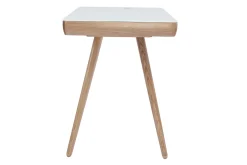 Bureau connecté multimédia avec tiroir en verre et bois clair L120 cm CLEVER