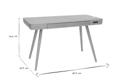 Bureau connecté multimédia avec tiroir bois clair massif L120 cm CLEVER