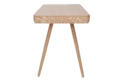 Bureau connecté multimédia avec tiroir bois clair massif L120 cm CLEVER