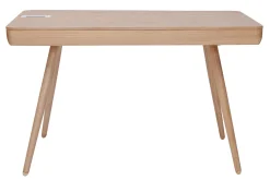 Bureau connecté multimédia avec tiroir bois clair massif L120 cm CLEVER