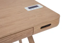 Bureau connecté multimédia avec tiroir bois clair massif L120 cm CLEVER