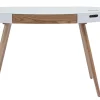 Bureau connecté multimédia verre blanc et bois clair L120 cm HANDY