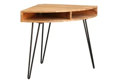 Bureau d'angle avec rangements bois massif et métal noir L75 cm GOSBY