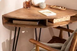Bureau d'angle avec rangements bois massif et métal noir L75 cm GOSBY