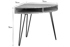 Bureau d'angle avec rangements bois massif et métal noir L75 cm GOSBY