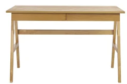 Bureau design avec rangements 2 tiroirs bois clair hévéa L120 cm BROOK
