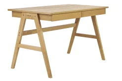 Bureau design avec rangements 2 tiroirs bois clair hévéa L120 cm BROOK