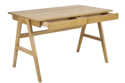 Bureau design avec rangements 2 tiroirs bois clair hévéa L120 cm BROOK