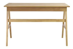 Bureau design avec rangements 2 tiroirs bois clair hévéa L120 cm BROOK