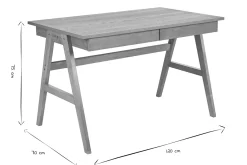 Bureau design avec rangements 2 tiroirs bois clair hévéa L120 cm BROOK
