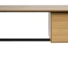 Bureau industriel finition bois chêne et métal noir avec rangements 2 tiroirs L120 cm MAXENCE