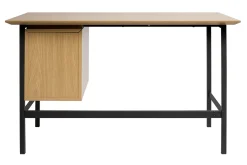 Bureau industriel finition bois chêne et métal noir avec rangements 2 tiroirs L120 cm MAXENCE