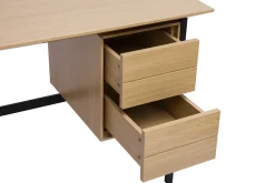 Bureau industriel finition bois chêne et métal noir avec rangements 2 tiroirs L120 cm MAXENCE