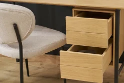 Bureau industriel finition bois chêne et métal noir avec rangements 2 tiroirs L120 cm MAXENCE