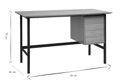 Bureau industriel finition bois chêne et métal noir avec rangements 2 tiroirs L120 cm MAXENCE