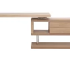Bureau modulable design avec rangements 2 tiroirs bois clair L140-218 cm MAX