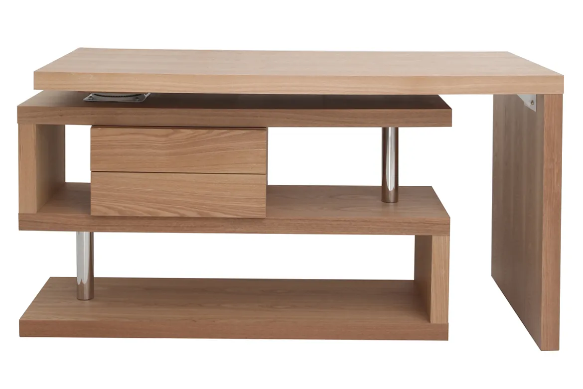 Bureau modulable design avec rangements 2 tiroirs bois clair L140-218 cm MAX